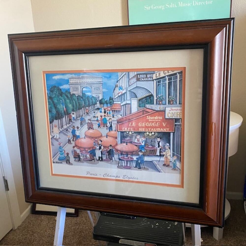 Bin Kashiwa Paris Champs - Elysees Print 1983 Naive Innocent Framed & Matted